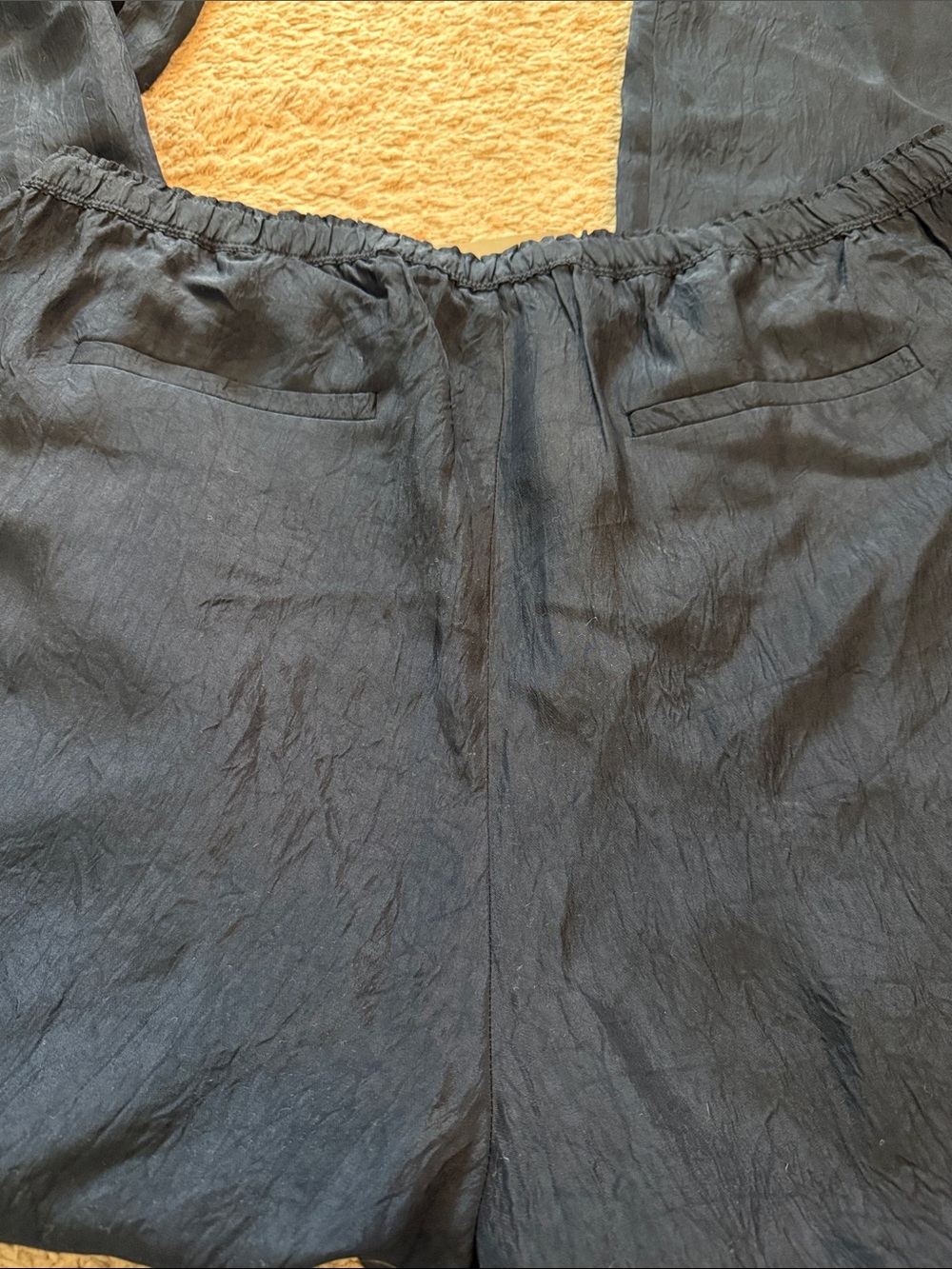 J. Crew Navy Wide-Leg Elastic Waist Satin Trousers - Picture 6 of 6
